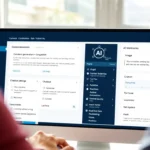 WordPress dashboard showing AI plugin interface with content generation and settings panels open